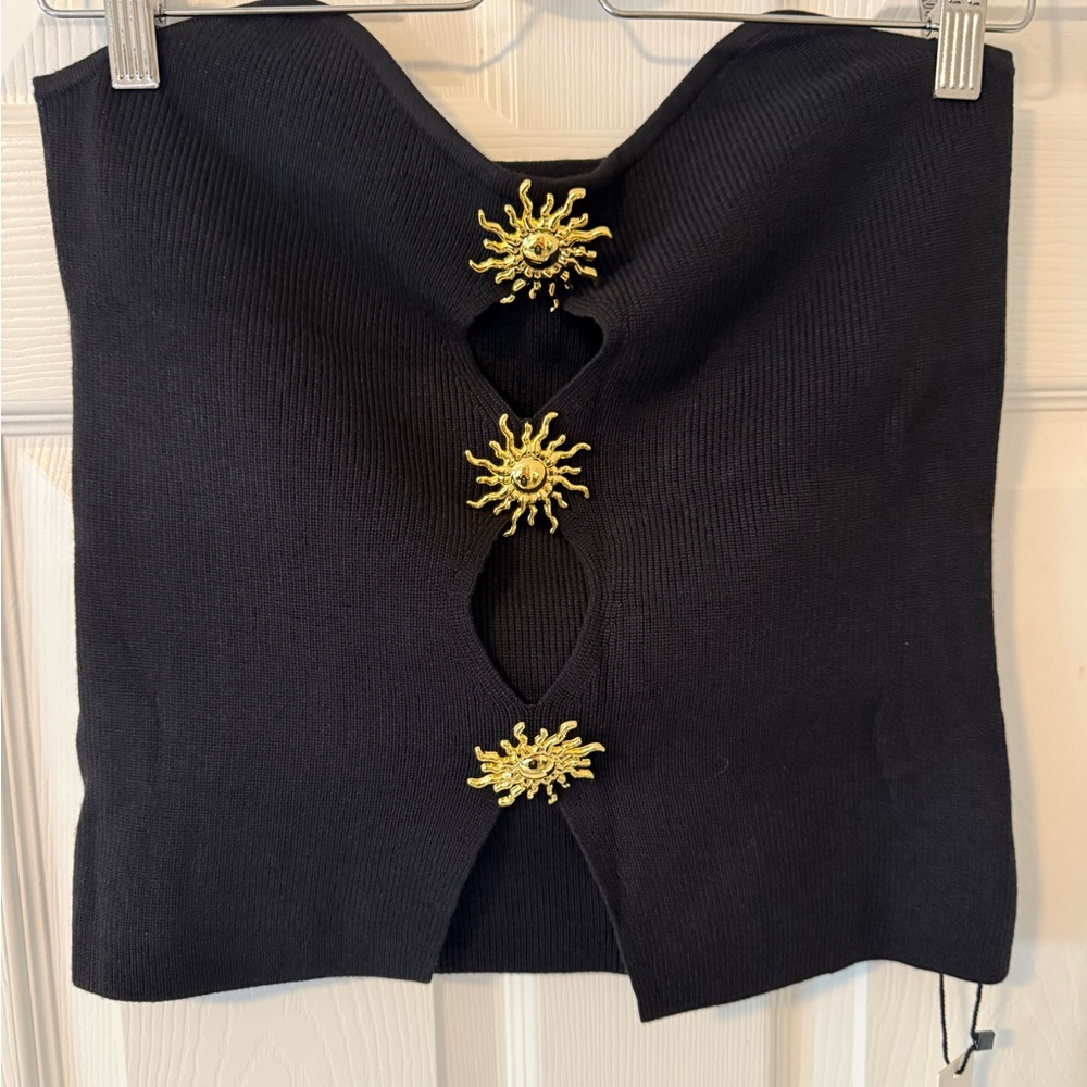 Commense Black Ribbed Top - Picture 2 of 5